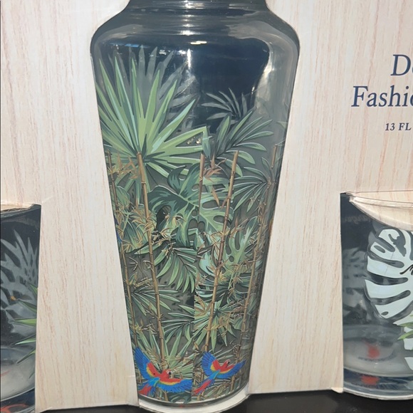 Margaritaville Palm Design Cocktail Shaker Set with Double Old Fashioned Glasses - Picture 2 of 5